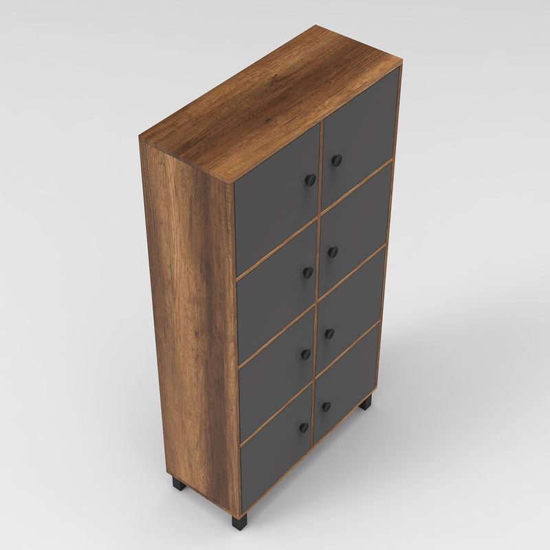 Casa si Gradina - Mobilier - Dulapuri si sifoniere - Dulapuri - Dulap multifunctional, Hanah Home, panou de particule melaminat, nuc si antracit, 96x40x179.4 cm - Infinity.ro