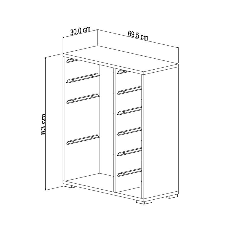 Casa si Gradina - Mobilier - Organizare si depozitare - Cutii depozitare - Dulap multifunctional, Hanah Home, pal melaminat, moonstone si alb, 69.5x30x83 cm - Infinity.ro