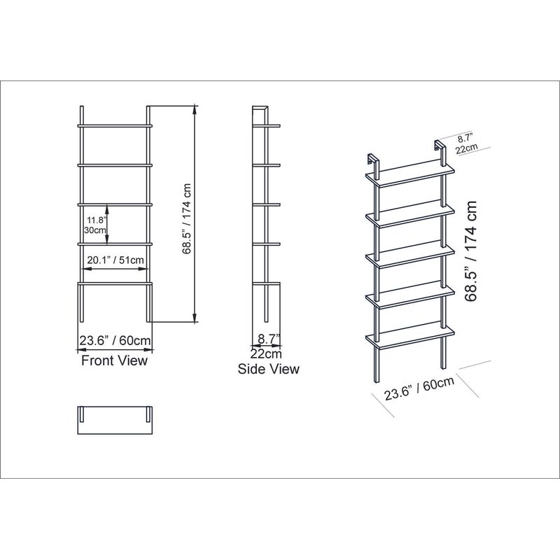 Casa si Gradina - Mobilier - Biblioteci si rafturi - Biblioteci - Biblioteca, Hanah Home, PAL melaminat, nuc si negru, 60x22x174 cm, 541HDL1310 - Infinity.ro