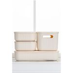 Ingrijire personala si Cosmetice - Machiaj - Accesorii machiaj - Organizator machiaj, Hermia, plastic, bej, set 4 piese, 18.5x26.5x7.5 cm, 18.5x26.5x15.5 cm, 26x37.5x15.5 cm - Infinity.ro