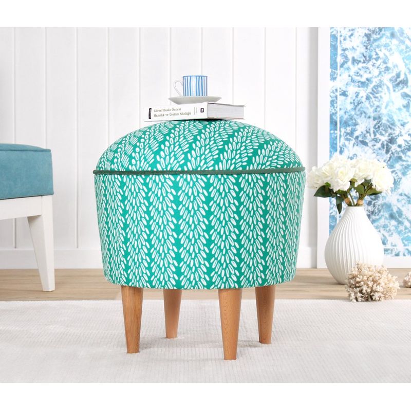 Casa si Gradina - Mobilier - Scaune si fotolii - Tabureti - Puf, Atelier Del Sofa, bumbac si in, multicolor, picioare lemn fag, 46x43 cm - Infinity.ro