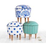 Casa si Gradina - Mobilier - Scaune si fotolii - Tabureti - Puf, Atelier Del Sofa, bumbac si in, multicolor, picioare lemn fag, 46x43 cm - Infinity.ro