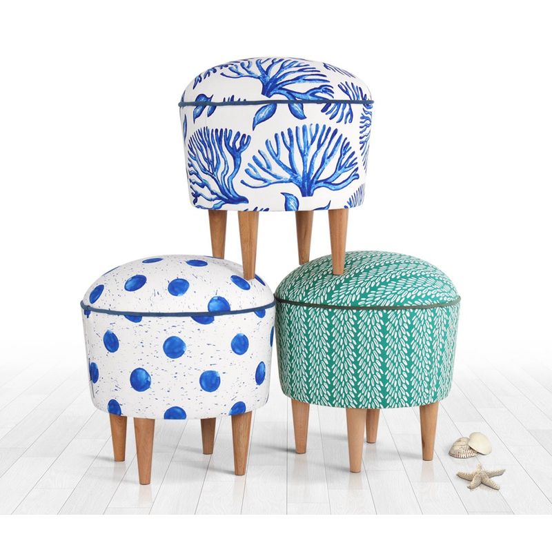 Casa si Gradina - Mobilier - Scaune si fotolii - Tabureti - Puf, Atelier Del Sofa, bumbac si in, multicolor, picioare lemn fag, 46x43 cm - Infinity.ro