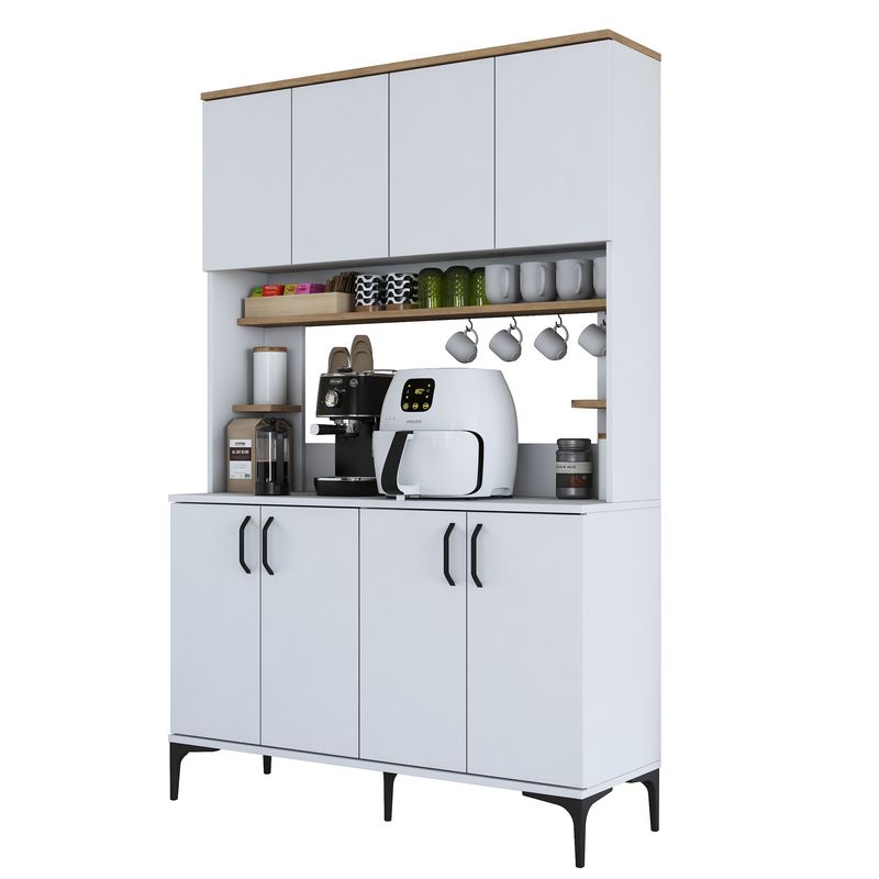 Casa si Gradina - Mobilier - Comode si corpuri - Corpuri bucatarie - Dulap multiplu, Hanah Home, PAL melaminat, alb nuc, 120x40x187.2 cm - Infinity.ro