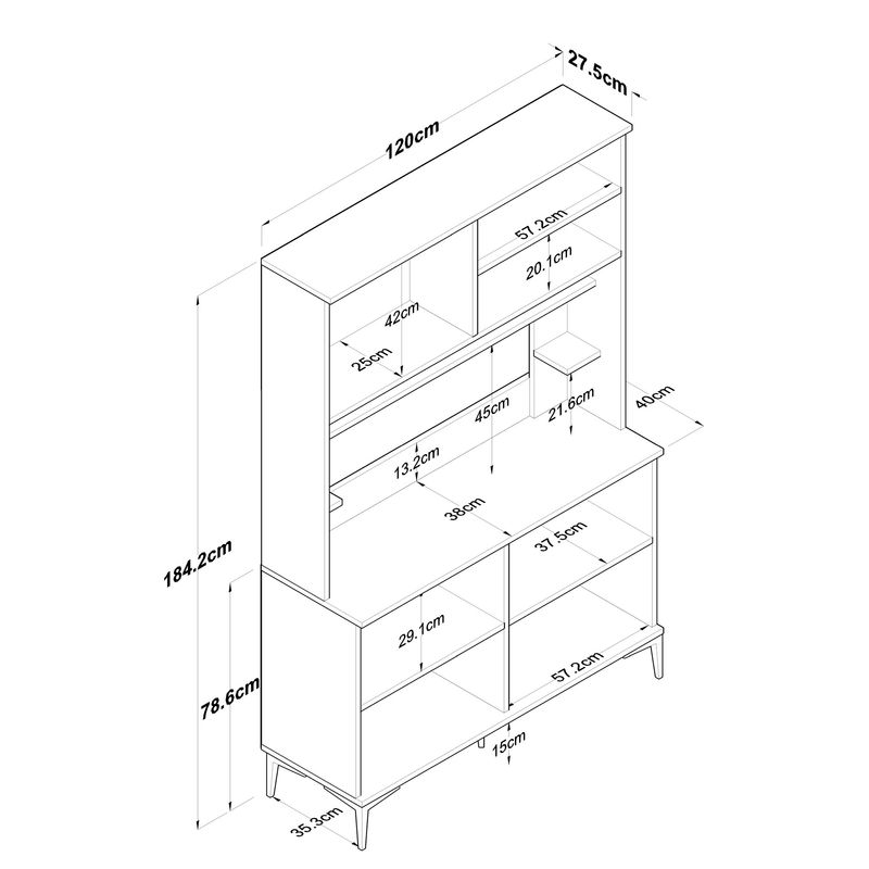 Casa si Gradina - Mobilier - Comode si corpuri - Corpuri bucatarie - Dulap multiplu, Hanah Home, PAL melaminat, alb nuc, 120x40x187.2 cm - Infinity.ro