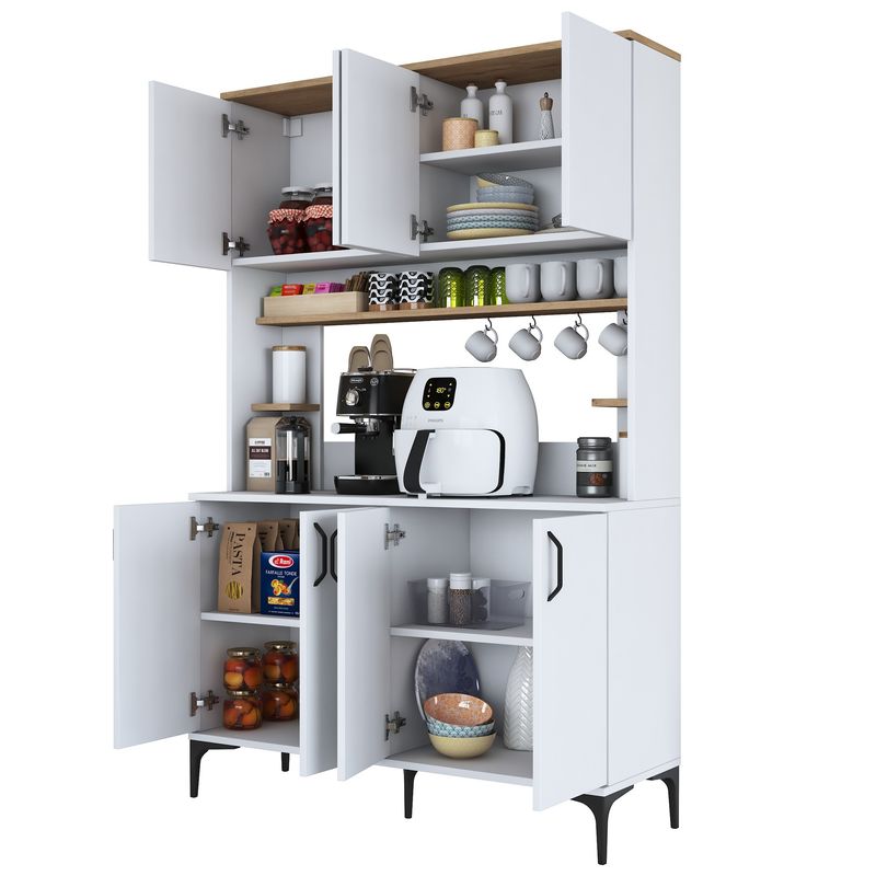 Casa si Gradina - Mobilier - Comode si corpuri - Corpuri bucatarie - Dulap multiplu, Hanah Home, PAL melaminat, alb nuc, 120x40x187.2 cm - Infinity.ro