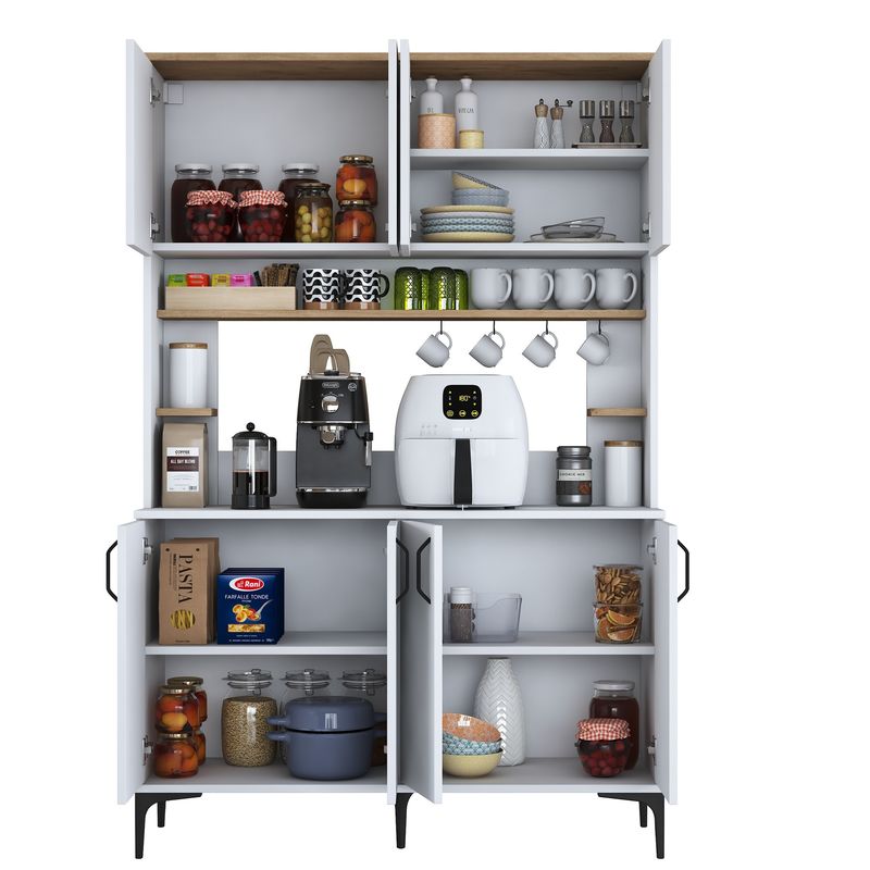 Casa si Gradina - Mobilier - Comode si corpuri - Corpuri bucatarie - Dulap multiplu, Hanah Home, PAL melaminat, alb nuc, 120x40x187.2 cm - Infinity.ro