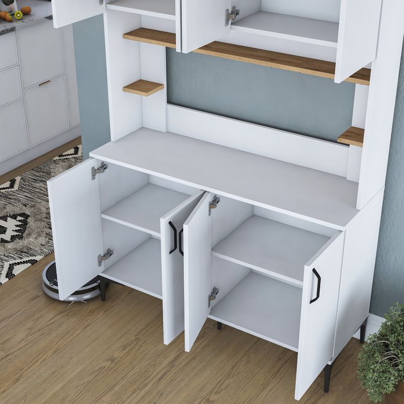 Casa si Gradina - Mobilier - Comode si corpuri - Corpuri bucatarie - Dulap multiplu, Hanah Home, PAL melaminat, alb nuc, 120x40x187.2 cm - Infinity.ro