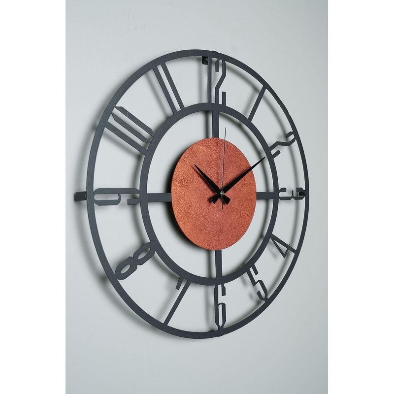 Casa si Gradina - Decoratiuni - Ceasuri - Ceas de perete decorativ, Wallxpert, metal, negru si portocaliu, 50x50 cm - Infinity.ro