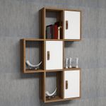 Casa si Gradina - Mobilier - Biblioteci si rafturi - Etajere - Etajera de perete, Hanah Home, pal melaminat, nuc si alb, 50x20x112.6 cm - Infinity.ro