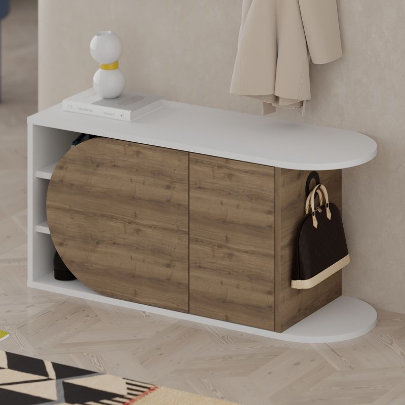 Casa si Gradina - Mobilier - Dulapuri si sifoniere - Dulapuri pantofi - Dulap pantofi, Hanah Home, pal melaminat, hitit si alb, 104x37x50 cm - Infinity.ro