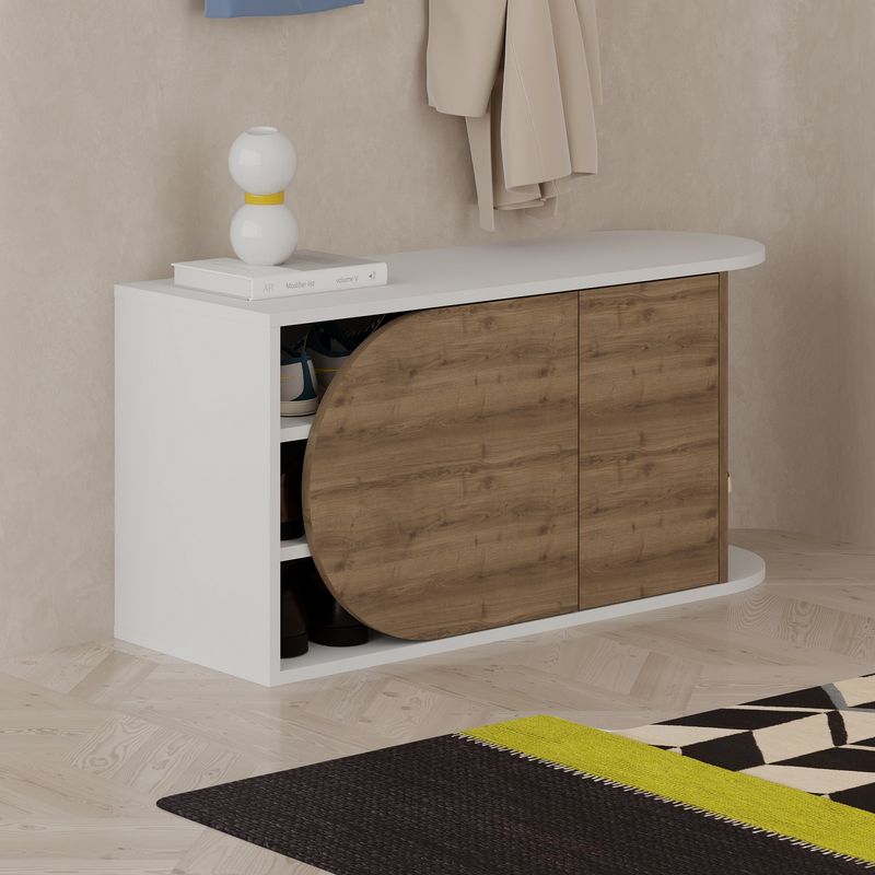 Casa si Gradina - Mobilier - Dulapuri si sifoniere - Dulapuri pantofi - Dulap pantofi, Hanah Home, pal melaminat, hitit si alb, 104x37x50 cm - Infinity.ro