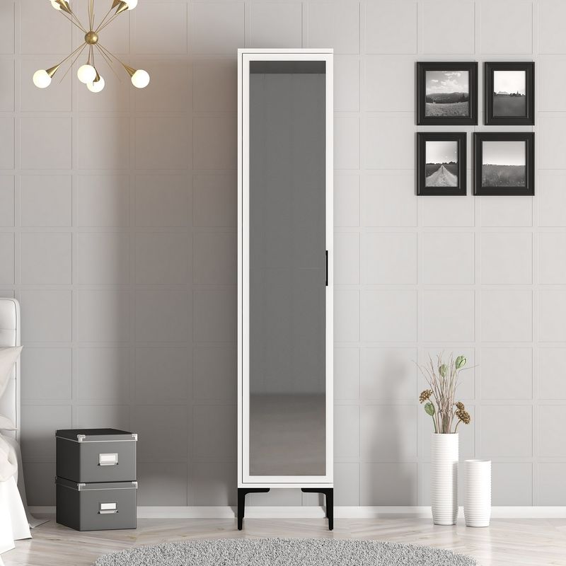 Casa si Gradina - Mobilier - Dulapuri si sifoniere - Sifoniere - Sifonier, Hanah Home, pal melaminat, alb, 40x47.5x201.4 cm, 845HCT5408 - Infinity.ro