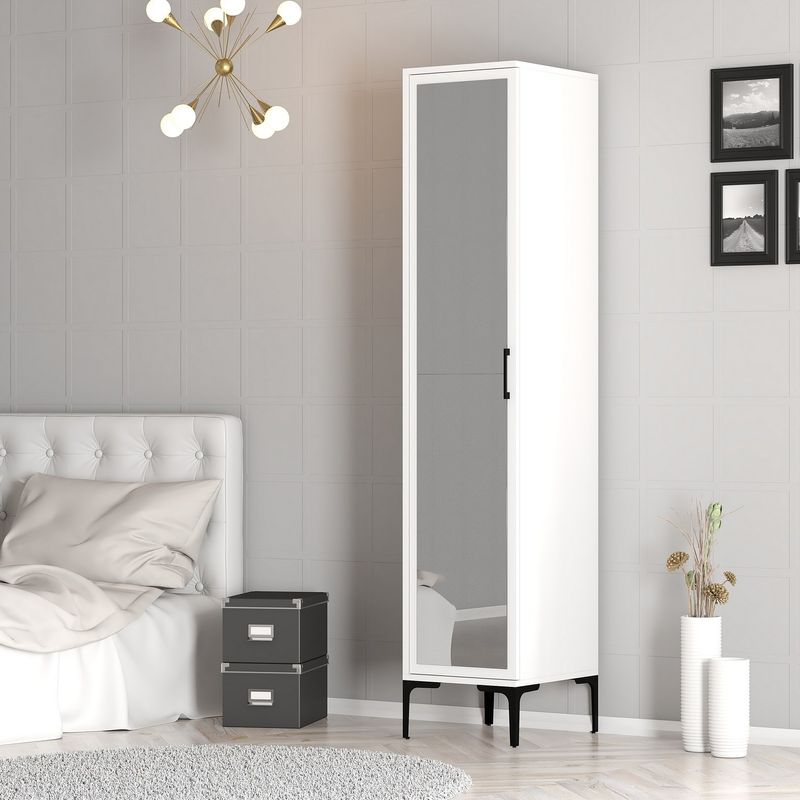 Casa si Gradina - Mobilier - Dulapuri si sifoniere - Sifoniere - Sifonier, Hanah Home, pal melaminat, alb, 40x47.5x201.4 cm, 845HCT5408 - Infinity.ro
