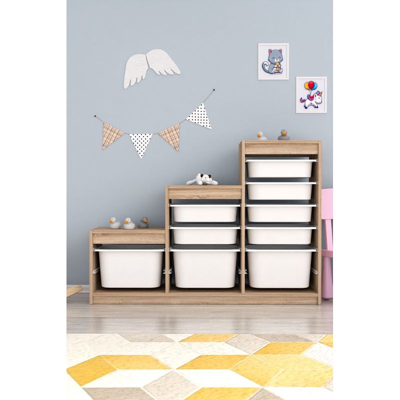 Casa si Gradina - Mobilier - Mobilier copii - Mobilier camera copiilor - Dulap multifunctional, Hanah Home, pal melaminat, alb sonoma, 132x30x93 cm - Infinity.ro