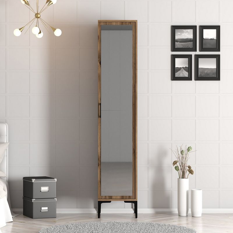 Casa si Gradina - Mobilier - Dulapuri si sifoniere - Sifoniere - Sifonier, Hanah Home, pal melaminat, nuc, 40x47.5x201.4 cm, 845HCT5407 - Infinity.ro