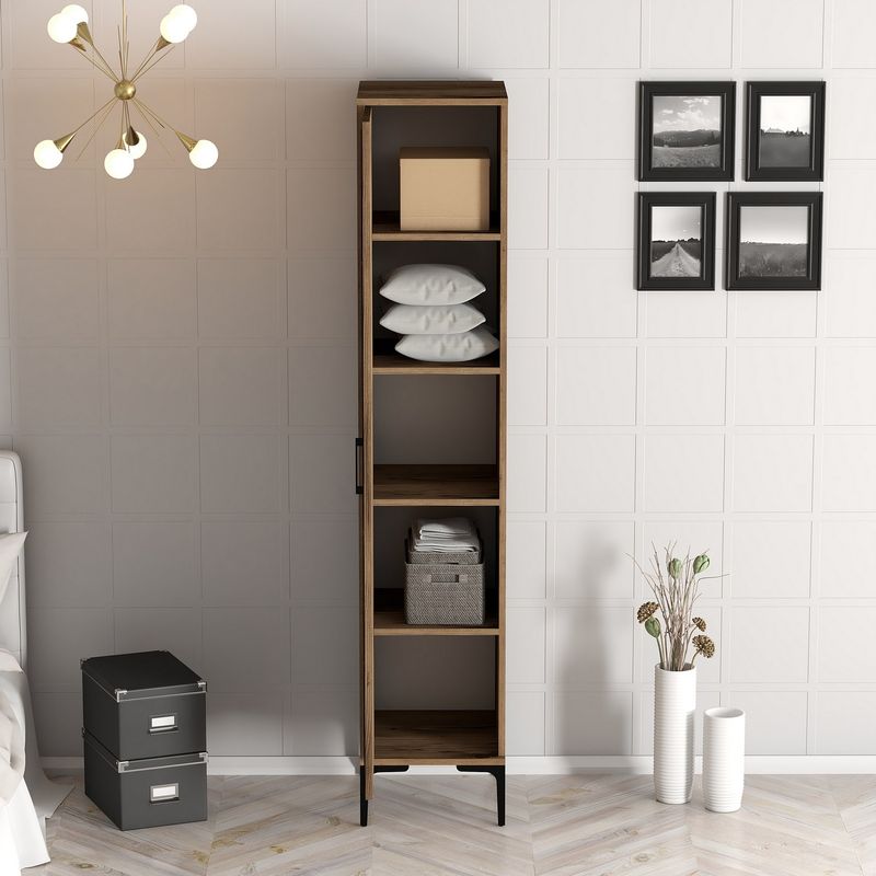 Casa si Gradina - Mobilier - Dulapuri si sifoniere - Sifoniere - Sifonier, Hanah Home, pal melaminat, nuc, 40x47.5x201.4 cm, 845HCT5407 - Infinity.ro