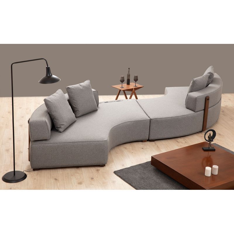 Casa si Gradina - Mobilier - Canapele si coltare - Coltare - Coltar, Hanah Home, lemn fag si pal, gri, 380x105x70 cm - Infinity.ro