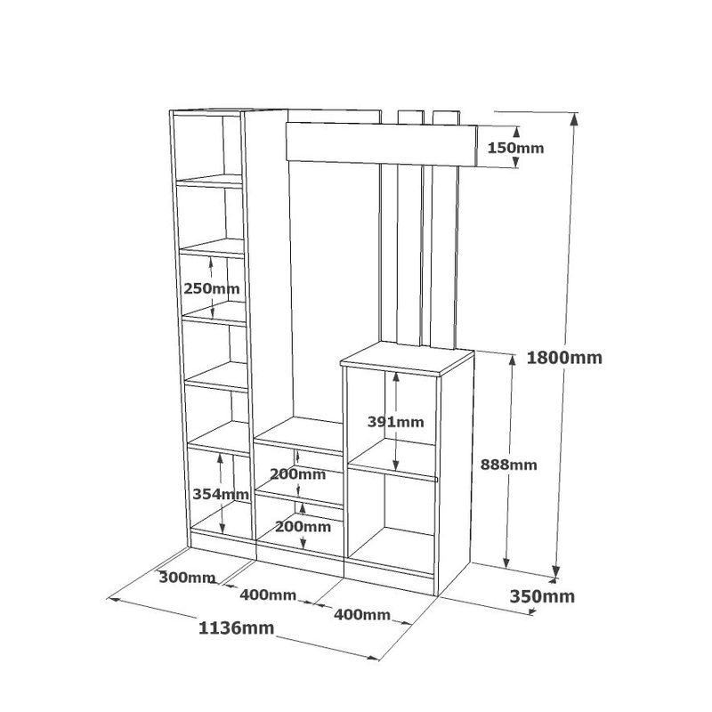 Casa si Gradina - Mobilier - Organizare si depozitare - Cuiere - Cuier, Hanah Home, pal melaminat, pin atlantic si antracit, 113.6x37.5x179.7 cm - Infinity.ro