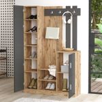 Casa si Gradina - Mobilier - Organizare si depozitare - Cuiere - Cuier, Hanah Home, pal melaminat, pin atlantic si antracit, 113.6x37.5x179.7 cm - Infinity.ro