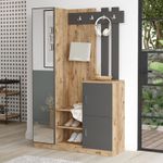Casa si Gradina - Mobilier - Organizare si depozitare - Cuiere - Cuier, Hanah Home, pal melaminat, pin atlantic si antracit, 113.6x37.5x179.7 cm - Infinity.ro