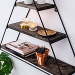 Casa si Gradina - Mobilier - Biblioteci si rafturi - Etajere - Etajera de perete, Hanah Home, lemn de molid si metal, negru nuc, 60x52x15 cm - Infinity.ro
