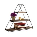 Casa si Gradina - Mobilier - Biblioteci si rafturi - Etajere - Etajera de perete, Hanah Home, lemn de molid si metal, negru nuc, 60x52x15 cm - Infinity.ro