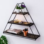Casa si Gradina - Mobilier - Biblioteci si rafturi - Etajere - Etajera de perete, Hanah Home, lemn de molid si metal, negru nuc, 60x52x15 cm - Infinity.ro