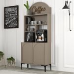 Casa si Gradina - Mobilier - Comode si corpuri - Corpuri bucatarie - Dulap bar de cafea, Hanah Home, pal melaminat, atlas si negru, 81.3x35x201 cm - Infinity.ro
