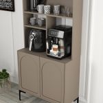 Casa si Gradina - Mobilier - Comode si corpuri - Corpuri bucatarie - Dulap bar de cafea, Hanah Home, pal melaminat, atlas si negru, 81.3x35x201 cm - Infinity.ro