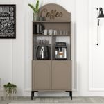 Casa si Gradina - Mobilier - Comode si corpuri - Corpuri bucatarie - Dulap bar de cafea, Hanah Home, pal melaminat, atlas si negru, 81.3x35x201 cm - Infinity.ro