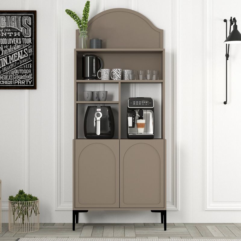 Casa si Gradina - Mobilier - Comode si corpuri - Corpuri bucatarie - Dulap bar de cafea, Hanah Home, pal melaminat, atlas si negru, 81.3x35x201 cm - Infinity.ro