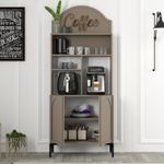 Casa si Gradina - Mobilier - Comode si corpuri - Corpuri bucatarie - Dulap bar de cafea, Hanah Home, pal melaminat, atlas si negru, 81.3x35x201 cm - Infinity.ro
