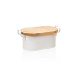 Casa si Gradina - Bucatarie si vesela - Organizare si depozitare bucatarie - Cutii alimentare - Cutie de paine, Hermia, metal galvanizat, alb, 39x22x16 cm - Infinity.ro