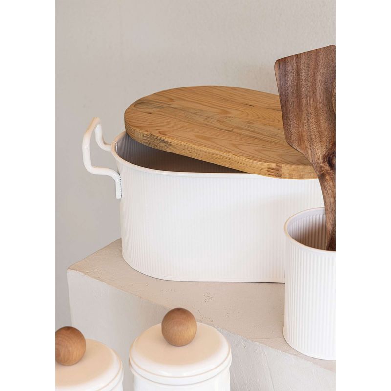 Casa si Gradina - Bucatarie si vesela - Organizare si depozitare bucatarie - Cutii alimentare - Cutie de paine, Hermia, metal galvanizat, alb, 39x22x16 cm - Infinity.ro