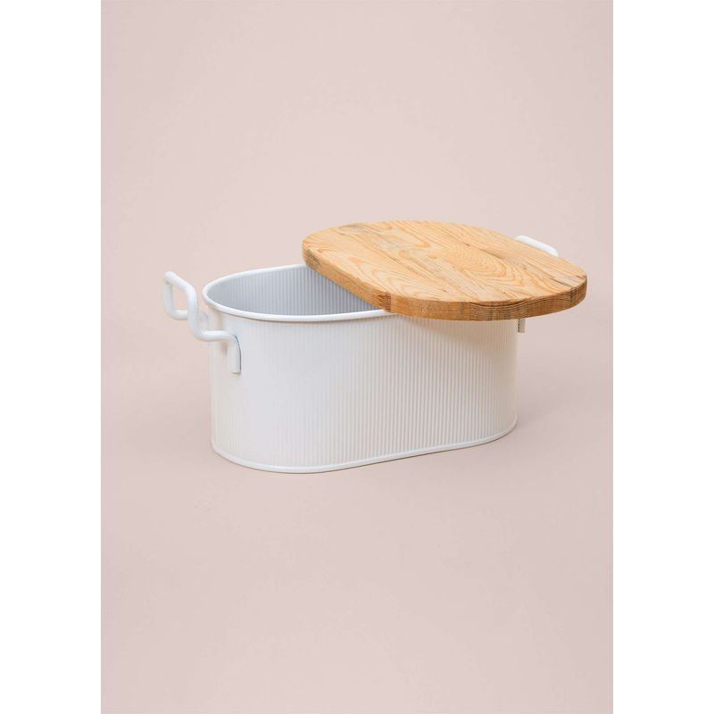 Casa si Gradina - Bucatarie si vesela - Organizare si depozitare bucatarie - Cutii alimentare - Cutie de paine, Hermia, metal galvanizat, alb, 39x22x16 cm - Infinity.ro