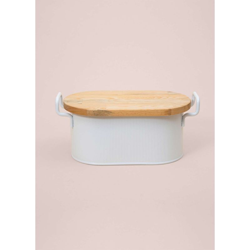 Casa si Gradina - Bucatarie si vesela - Organizare si depozitare bucatarie - Cutii alimentare - Cutie de paine, Hermia, metal galvanizat, alb, 39x22x16 cm - Infinity.ro