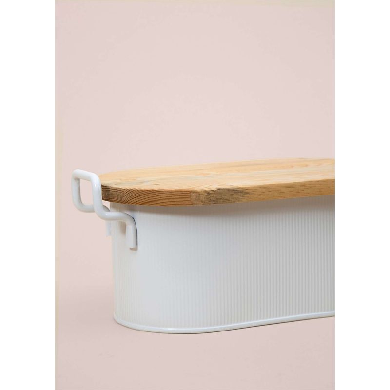 Casa si Gradina - Bucatarie si vesela - Organizare si depozitare bucatarie - Cutii alimentare - Cutie de paine, Hermia, metal galvanizat, alb, 39x22x16 cm - Infinity.ro