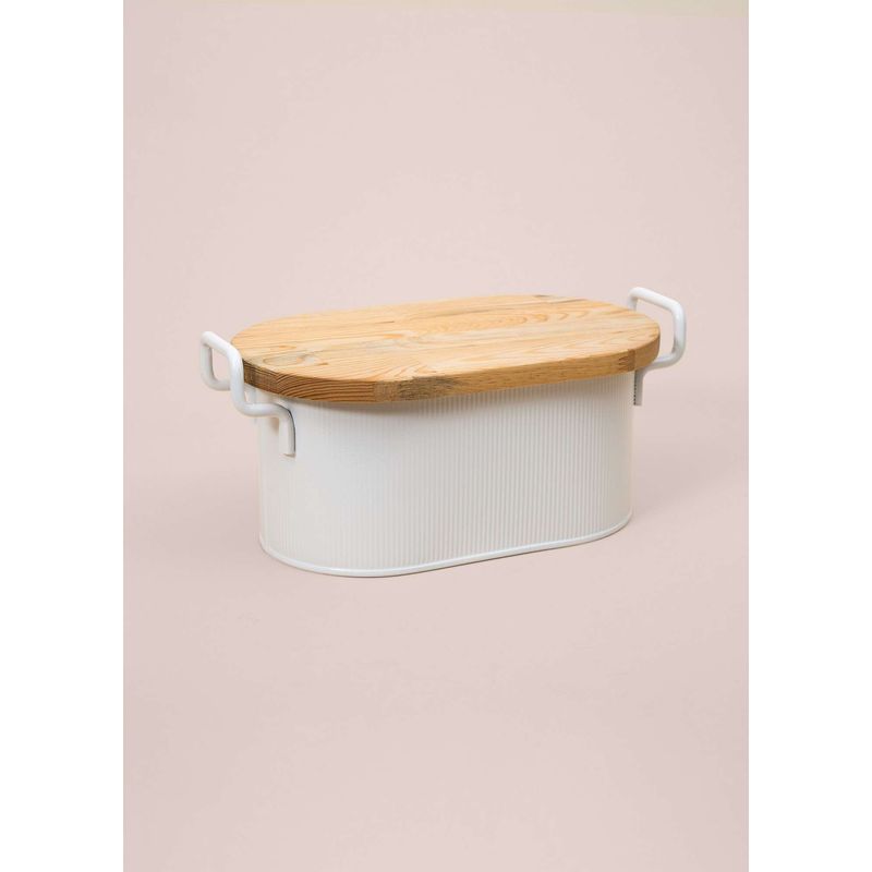 Casa si Gradina - Bucatarie si vesela - Organizare si depozitare bucatarie - Cutii alimentare - Cutie de paine, Hermia, metal galvanizat, alb, 39x22x16 cm - Infinity.ro