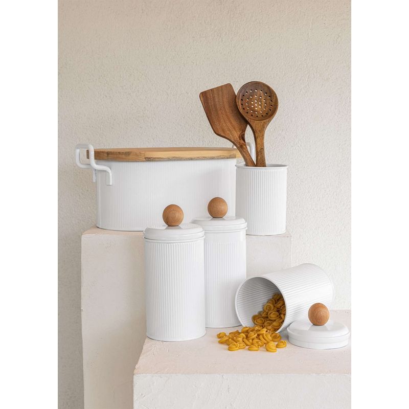 Casa si Gradina - Bucatarie si vesela - Organizare si depozitare bucatarie - Cutii alimentare - Cutie de paine, Hermia, metal galvanizat, alb, 39x22x16 cm - Infinity.ro