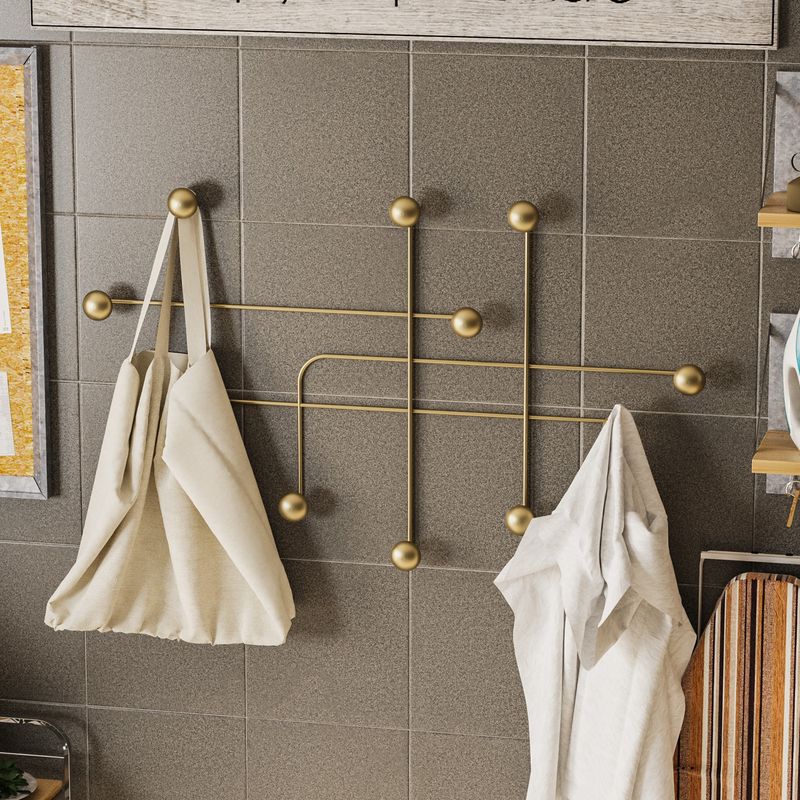 Casa si Gradina - Mobilier - Organizare si depozitare - Cuiere - Cuiere de perete, Wallxpert, metal, auriu, 107x64x10 cm - Infinity.ro