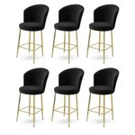 Casa si Gradina - Mobilier - Scaune si fotolii - Tabureti - Set taburete bar, Hanah Home, metal, negru auriu, 46x40x102 cm, 6 piese - Infinity.ro