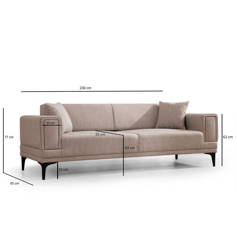 Casa si Gradina - Mobilier - Canapele si coltare - Canapele - Canapea extensibila 3 locuri, Hanah Home, lemn fag si PAL, maro deschis, 230x95x77 cm - Infinity.ro