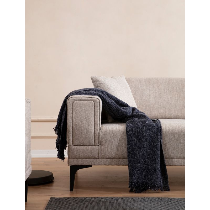 Casa si Gradina - Mobilier - Canapele si coltare - Canapele - Canapea extensibila 3 locuri, Hanah Home, lemn fag si PAL, maro deschis, 230x95x77 cm - Infinity.ro