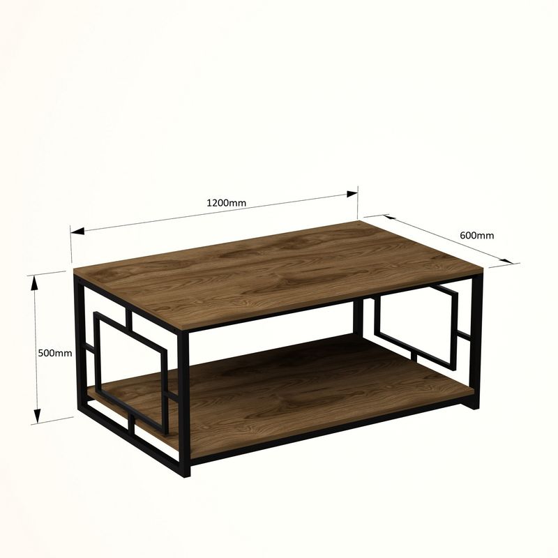 Casa si Gradina - Mobilier - Mese si birouri - Masute de cafea - Masuta de cafea, Hanah Home, pal melaminat, nuc si negru, 120x60x50 cm - Infinity.ro