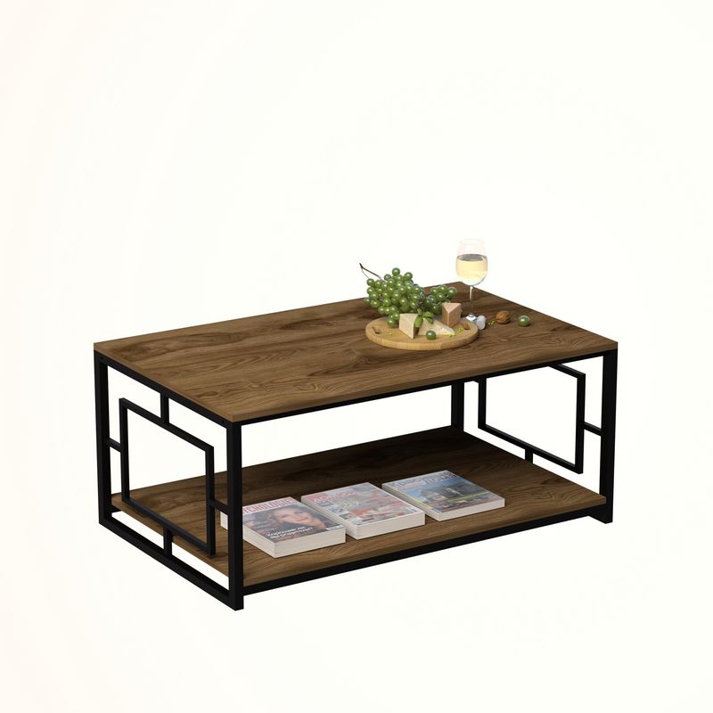 Casa si Gradina - Mobilier - Mese si birouri - Masute de cafea - Masuta de cafea, Hanah Home, pal melaminat, nuc si negru, 120x60x50 cm - Infinity.ro