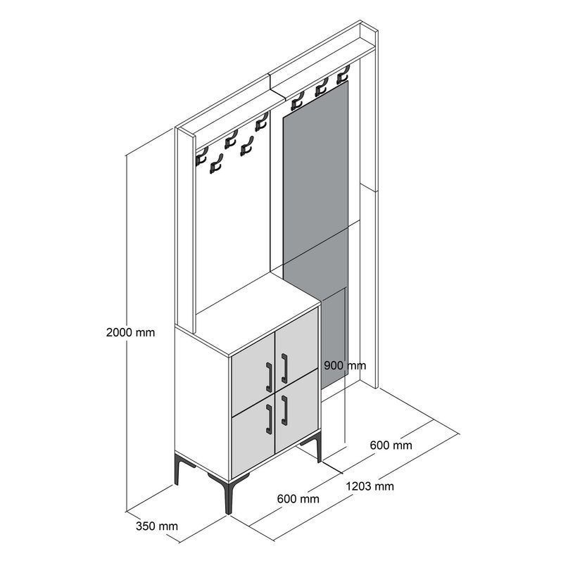 Casa si Gradina - Mobilier - Organizare si depozitare - Cuiere - Cuier, Hanah Home, panou din particule melaminat, nuc si alb, 120x35x200 cm - Infinity.ro