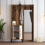 Casa si Gradina - Mobilier - Organizare si depozitare - Cuiere - Cuier, Hanah Home, panou din particule melaminat, nuc si alb, 120x35x200 cm - Infinity.ro