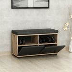 Casa si Gradina - Mobilier - Dulapuri si sifoniere - Dulapuri pantofi - Dulap pantofi, Hanah Home, pal melaminat, nuc si negru, 80x35x42 cm - Infinity.ro