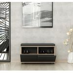Casa si Gradina - Mobilier - Dulapuri si sifoniere - Dulapuri pantofi - Dulap pantofi, Hanah Home, pal melaminat, nuc si negru, 80x35x42 cm - Infinity.ro